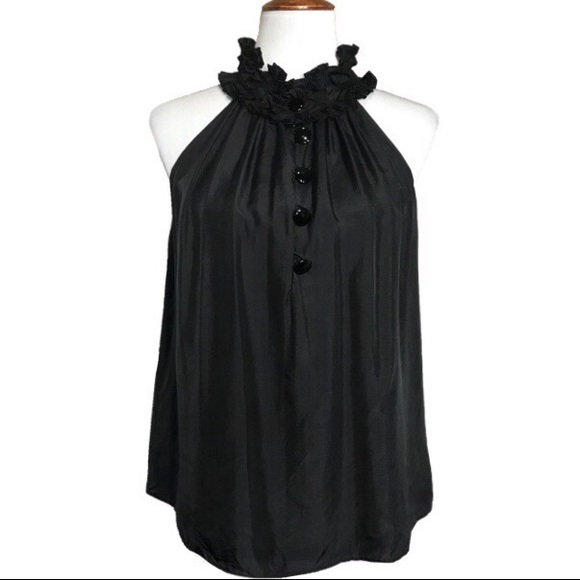 black silk halter neck top